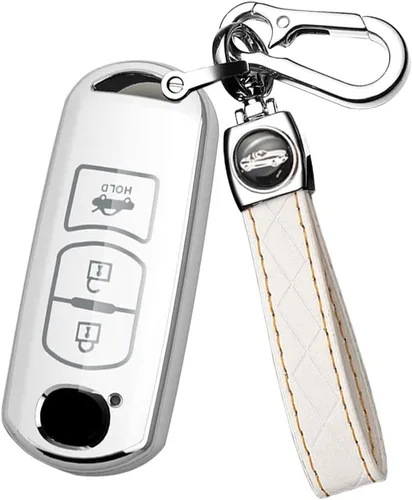Miniatura 17 de ontto Funda para llave inteligente compatible con Mazda de 3 botones para Mazda 2, 3, 5, 6, 8, CX3, CX5, CX7, CX9, MX5, protector de llave de Negro