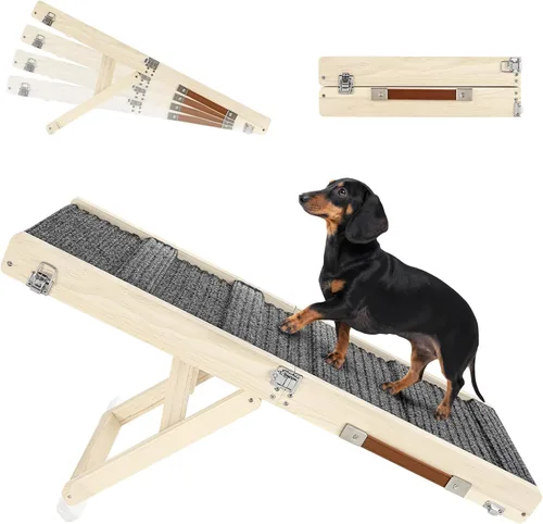 Miniatura 9 de Rampa para perros mejorada 2026 para sofá, rampa plegable para perros pequeños para sofá, 4 alturas ajustables de 13 a 21 pulgadas, escalones