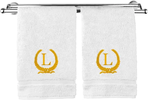 Miniatura 47 de Toalla de mano con monograma, regalo personalizado, 16 x 30 pulgadas, diseño de corona dorada bordada con letra blanca en toalla negra, extra
