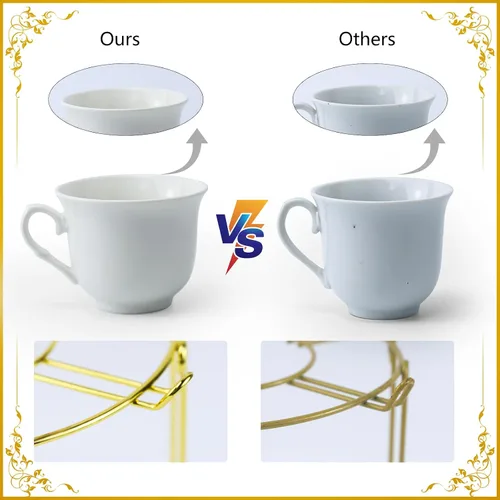 Miniatura 7 de Juego de té de porcelana de 20 piezas con soporte de metal, juego de té de cerámica europeo para adultos, juego de té de flores, juego de té