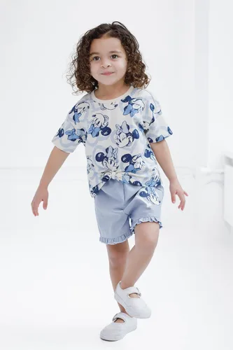 Miniatura 81 de Disney Minnie Mouse - Conjunto de camiseta floral arcoíris y pantalones cortos de cambray, tallas de bebé a niño grande (12 meses - 14-16)