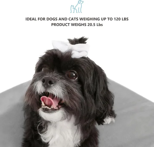 Miniatura 6 de Cama de madera para perro con colchón resistente al agua, cama elevada para mascotas pequeña a mediana con colchón calmante para mascotas