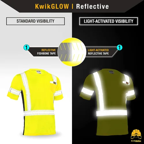 Miniatura 4 de KwikSafety - Charlotte, NC - Camisa de seguridad de manga corta para hombre renacentista [cinta reflectante de espina de pescado] Clase 2 ANSI OSHA