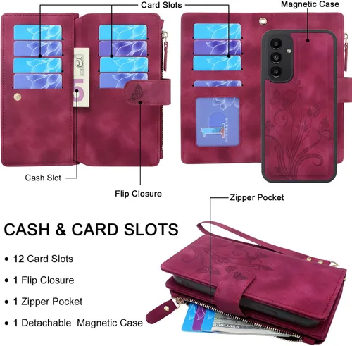 Miniatura 2 de Funda compatible con Samsung Galaxy A13 4G LET/5G [12 ranuras para tarjetas] Soporte para efectivo de crédito de identificación, bolsillo