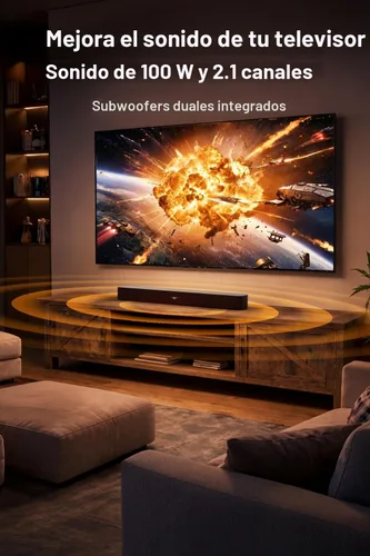 Miniatura 2 de FUNLOGY Barra de sonido para Smart TV, barra de sonido Bluetooth 5.0 de 100 W 2.1 canales con HDMI ARC, óptico y AUX, control remoto, para proyector