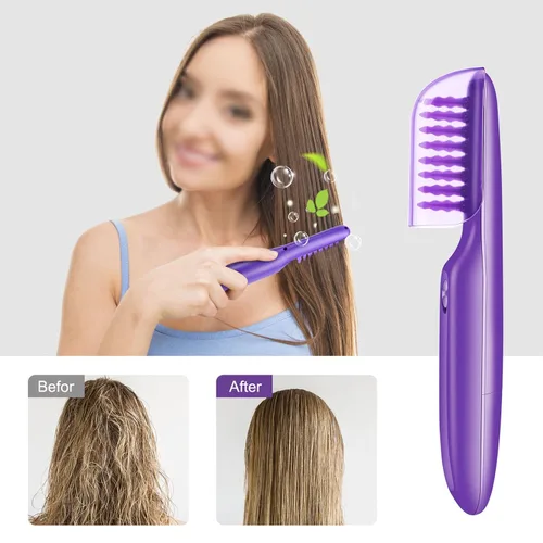 Miniatura 3 de ZJchao Cepillo desenredante eléctrico, para cabello rizado, grueso, lacio, uso húmedo y seco, alta concentración de iones negativos, función