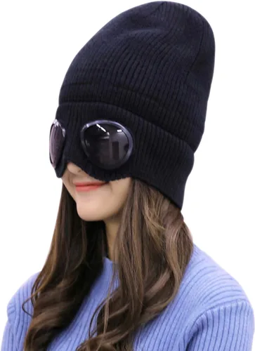 Miniatura 4 de Belsen Gorro de punto unisex con gafas de invierno cálido a prueba de viento