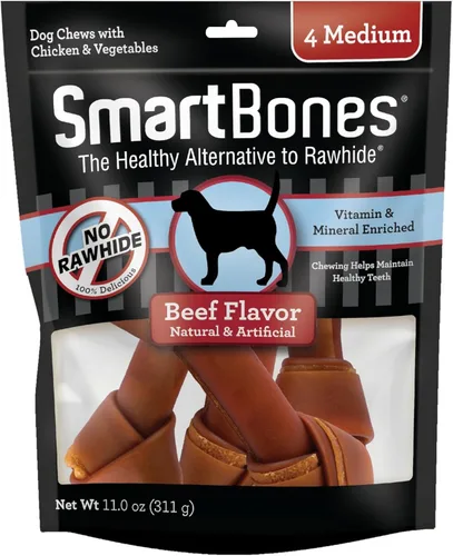 Miniatura 13 de SmartBones Masticables medianos con batata real, 4 unidades, sin piel cruda, masticables para perros