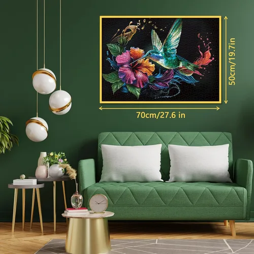 Miniatura 5 de Rompecabezas de flores de pájaros coloridos para adultos, 1000 piezas de naturaleza, hermoso rompecabezas de arte de plantas de colibrí