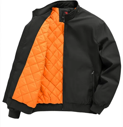 Miniatura 8 de Rdruko Chaquetas bomber ligeras de invierno para hombre, rompevientos, golf, casual, otoño, resistente al agua, elegante abrigo acolchado