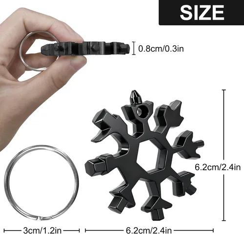 Miniatura 3 de Multiherramienta 18 en 1 en forma de copo de nieve, 9 paquetes de llave de copo de nieve de acero inoxidable/abridor de botellas/kit
