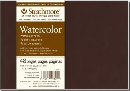 Strathmore 483-5 Cuaderno de arte para acuarelas de tapa blanda, 48 unidades (paquete de 1), blanco, 24 hojas