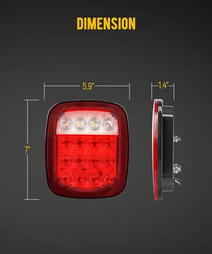 Miniatura 5 de Partsam 2 luces universales de 16 LED de parada trasera, señal de giro de reserva de freno inverso, luces de marcador de liquidación rojo/blanco