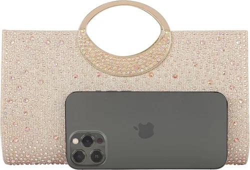 Miniatura 32 de Dexmay - Bolso de mano con diamantes de imitación con asa de cristal para boda, fiesta, elegante bolso de mano para mujer