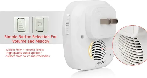 Miniatura 4 de Timbre inalámbrico portátil con 2 botones remotos y 1 receptor que funciona a 1000 pies de alcance con 52 timbres de puerta inalámbricos, no se