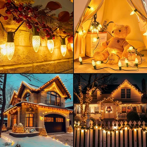Miniatura 5 de Brightown Paquete de 25 bombillas LED C9 de repuesto para Navidad, bombillas LED C9 inastillables para cadena de luces de Navidad, base intermedia