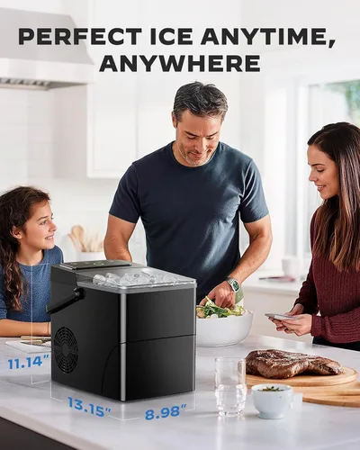 Miniatura 7 de HOMEZAY - Máquina para hacer hielo de encimera, máquina de hielo compacta con cesta de hielo expandible de 2.5L y tanque de agua de 1.8L, control
