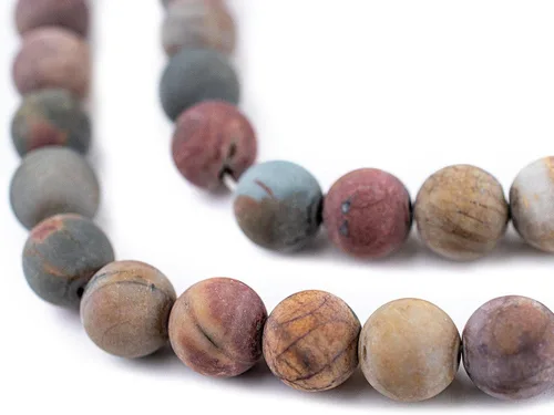 Miniatura 151 de The Bead Chest Cuentas de Jade Blanco Mate Redondas (8mm): Piedra Preciosa Orgánica Redonda Esférica de Energía con Poder de Sanación para Hacer