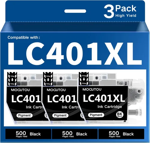 LC401 LC401XL - Cartuchos de tinta para impresora Brother MFC-J1010DW MFC-J1012DW MFC-J1012DW MFC-J1170DW MFC-J1170DW MFC-J1800DW (3 negro) | High