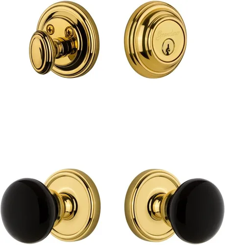Miniatura 4 de Grandeur Hardware 853368 Georgetown Roseta con perilla Coventry y cerrojo a juego, tamaño del respaldo: 2.375 pulgadas, peltre antiguo