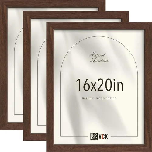 Miniatura 8 de VCK Juego de 3 portarretratos de madera negra de 8 x 10 pulgadas con exclusiva veta de madera, marco para el hogar, estudio y galería, mesa o colgar