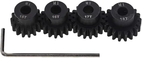 Miniatura 2 de 4pcs Mod 1 piñón engranaje 0.197 in endurecido 15T 16T 17T 18T M1 engranajes de paso RC pieza de actualización con destornillador
