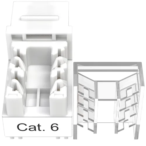 Miniatura 8 de SATMAXIMUM Paquete de 10 conectores de pared Ethernet Keystone Cat6 RJ45 Punch Down Slim Profile UTP blanco, 45 grados para panel de conexión