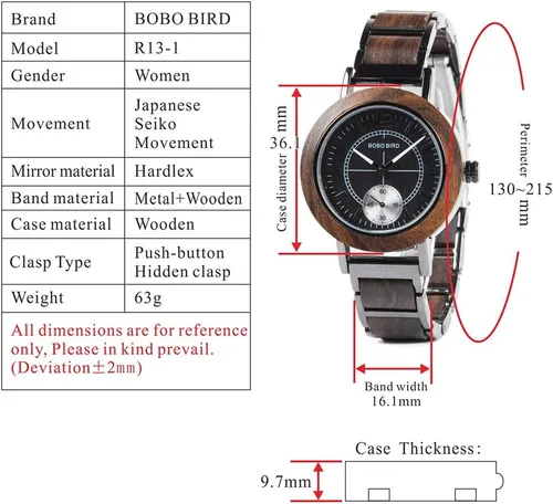 Miniatura 6 de BOBO BIRD Relojes de pulsera de cuarzo de moda para mujer con estilo casual