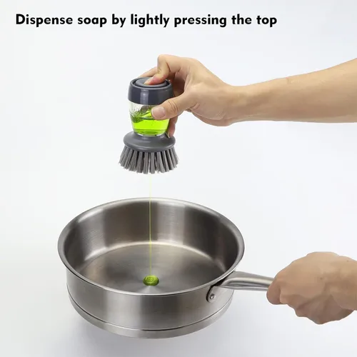 Miniatura 2 de DAPOWER Cepillo para platos con dispensador de jabón, cepillo de fregado de cocina para platos, ollas, sartenes, limpieza de fregadero, fregador