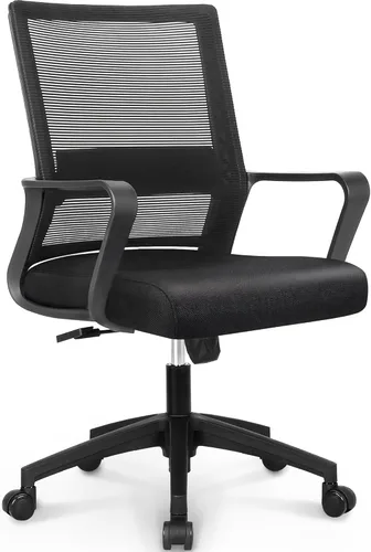 Miniatura 8 de NEO CHAIR Silla de escritorio de oficina para videojuegos, silla ergonómica de malla con respaldo medio con ruedas rodantes, soporte lumbar, cómoda