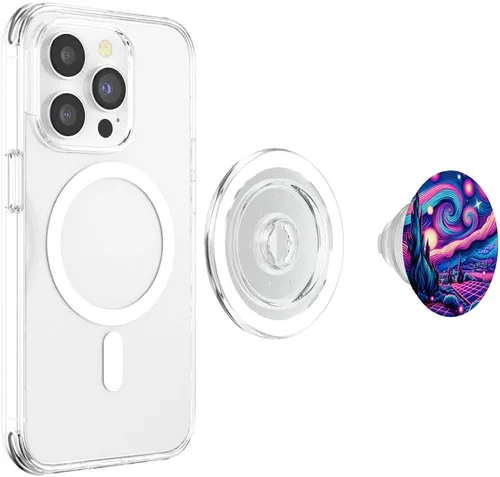 Miniatura 4 de Cyberpunk Vaporwave Synthwave Van Gogh Starry Night PopSockets MagSafe PopGrip for iPhone