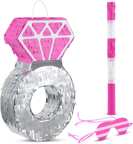Miniatura 10 de Deekin Pequeña Piñata de Béisbol con Bastón, Venda para los Ojos y Confeti para Suministros de Decoración de Fiesta Temática Deportiva