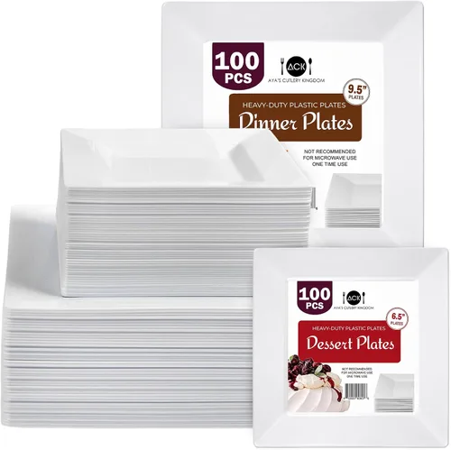 Miniatura 12 de Aya’s 60 Pack de Platos de Plástico para Fiesta - Juego de Platos Desechables Resistente con 30 Platos de Cena y 30 Platos de Ensalada - Platos