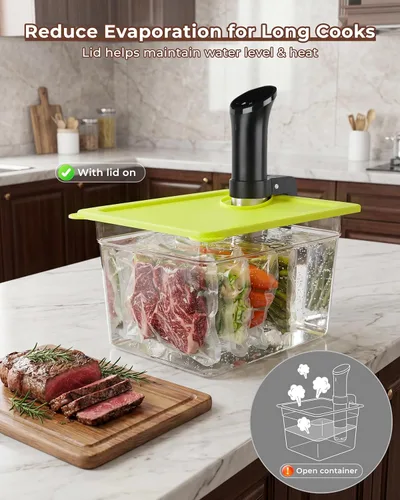 Miniatura 3 de EVERIE Recipiente Sous Vide con Tapa de Silicona Universal Compatible con Todos los Modelos de Anova, Anova Nano, Chefsteps Joule, Instant Pot, Olla