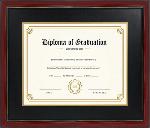 Miniatura 13 de GraduatePro Marco de diploma de certificado de 8.5 x 11, madera maciza y acrílico con protección UV, acabado cereza con ribete dorado