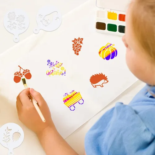 Miniatura 7 de Honeydak 60 Pcs Christmas Stencils Crafts Reusable for Painting on Wood Coffee Cake Stencils Small 3.4X 2.6 inch for Holiday Ornament DIY(Fall Style)