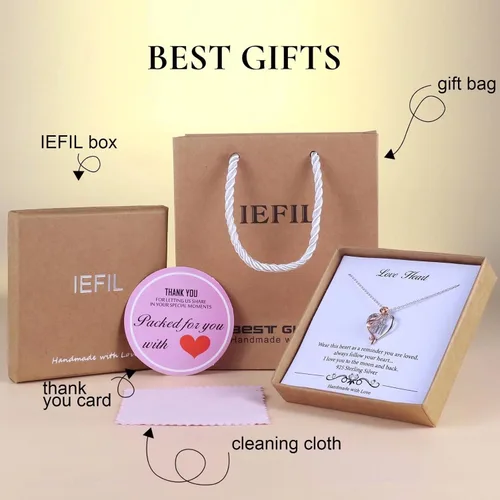 Miniatura 6 de Iefil Collares de corazón de rosa, regalos para mujer, plata de ley 925, collar con dije de letra de corazón rosa, joyería, día de la madre, San