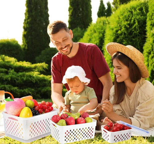 Miniatura 8 de Paquete de 3 recipientes de almacenamiento de frutas para refrigerador, recipientes herméticos de almacenamiento de alimentos con colador extraíble