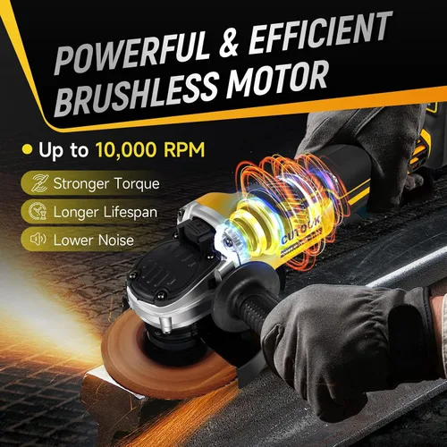 Miniatura 2 de Amoladora angular inalámbrica de 4-1/2 pulgadas compatible con batería DeWalt de 20 V, motor sin escobillas de 10000 RPM con 4 velocidades
