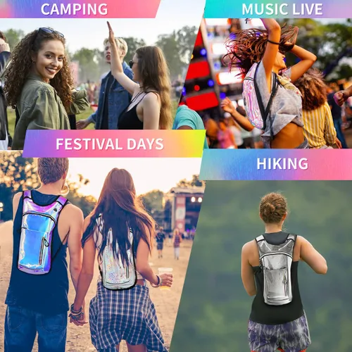 Miniatura 7 de Mochila de hidratación con vejiga de agua de 2 L, mochila de agua para raves, paquete de hidratación de aislamiento ligero para hombres y mujeres