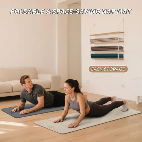 Miniatura 7 de ILILI Esterilla de yoga plegable de 71 x 24 x 0.3 pulgadas, tapete antideslizante de TPE para el hogar, impermeable y ligero (2 libras) para Verde
