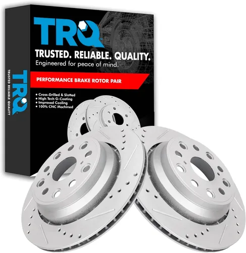 Miniatura 55 de TRQ Juego de rotores de freno de rendimiento trasero con revestimiento G premium compatible con Mazda 6 2014-2021