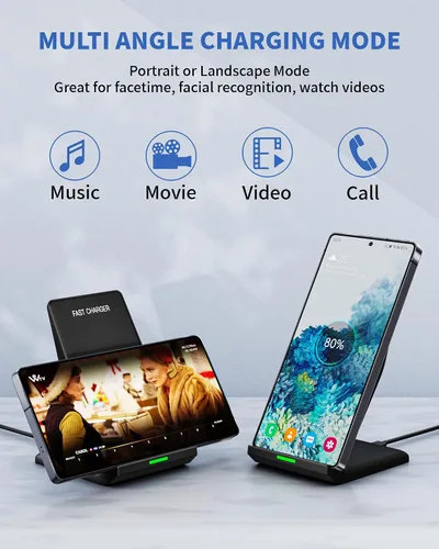 Miniatura 2 de Cargador inalámbrico rápido para Samsung, soporte de carga inalámbrica de 15 W, soporte de cargador de teléfono de escritorio con PD 20 W, adaptador