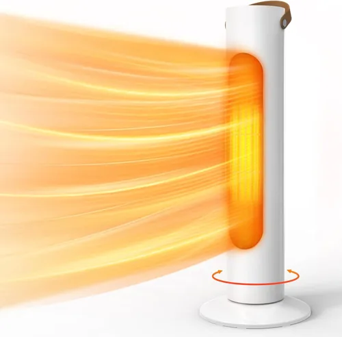 Calentadores eléctricos de 25 pulgadas para uso en interiores, combo de calentador de torre y ventilador 2 en 1, oscilación de 70°, calefacción