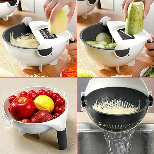 Miniatura 4 de AAYAN Cortador de verduras multifunción 11 en 1 con cesta de drenaje, cortador de verduras de gran capacidad, triturador de verduras, rallador
