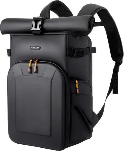 MOSISO Mochila para cámara, bolsa para cámara DSLR/SLR/sin espejo con bolsillo frontal de carcasa dura, mochila para fotografía con compartimento