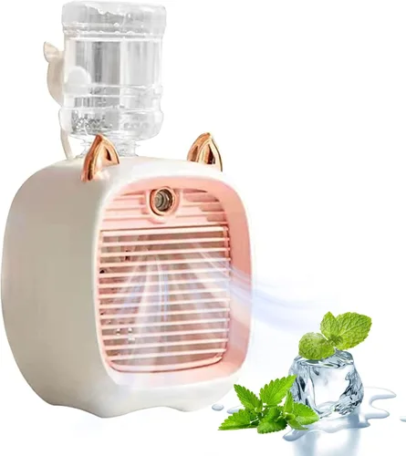 Aire acondicionado portátil, mini ventilador de enfriamiento de oreja de gato de 40.6 fl oz con tanque de agua, ventilador de aire acondicionado 2