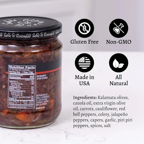 Miniatura 2 de Sable & Rosenfeld Bruschetta de aceitunas - Earth Kosher - Bruschetta de oliva picante - Paquete de 2 (16 onzas cada uno)