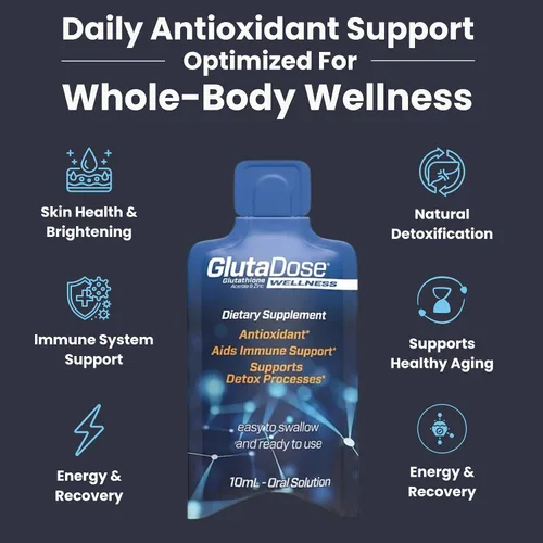 Miniatura 2 de GlutaDose Suplemento líquido de glutatión, L glutatión líquido con acerola y zinc, sabor natural a bayas de limón, fórmula antioxidante sin azúcar