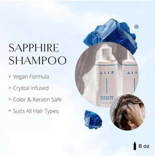 Miniatura 2 de AIIR Sapphire Shampoo - Fórmula natural para crecimiento y brillo del cabello, infusión de cristal, vegano, sin sulfatos, cuidado profesional
